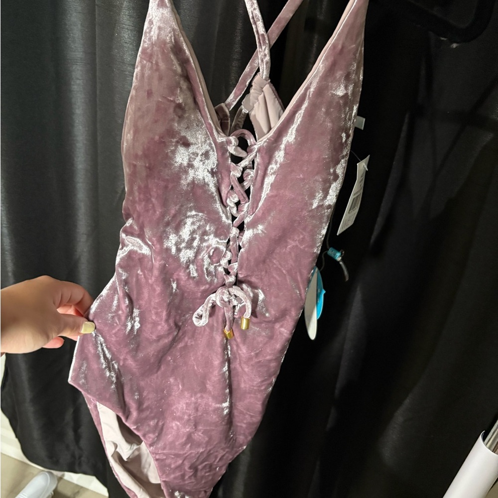 WET Velvet Lace-Up Swimsuit
